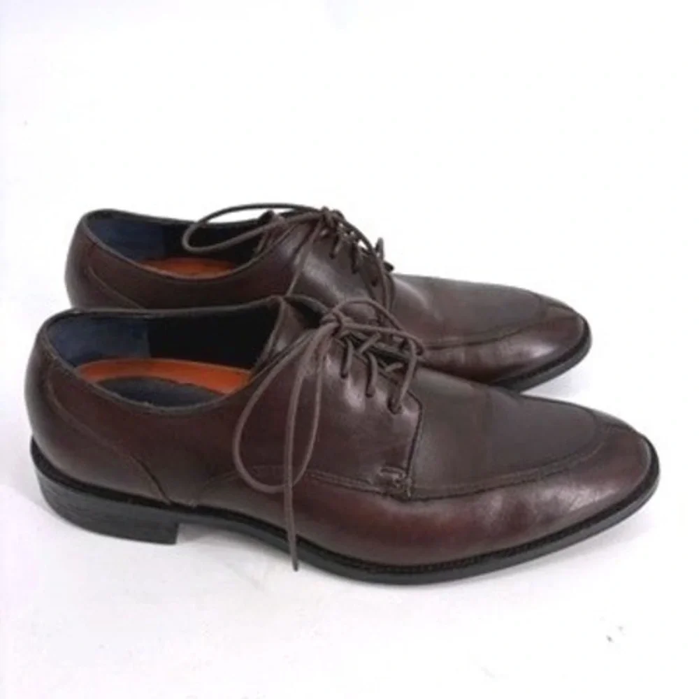 Cole Haan Grand OS Mens 9 M Brown Leather Apron Toe Derby Shoes Business Career